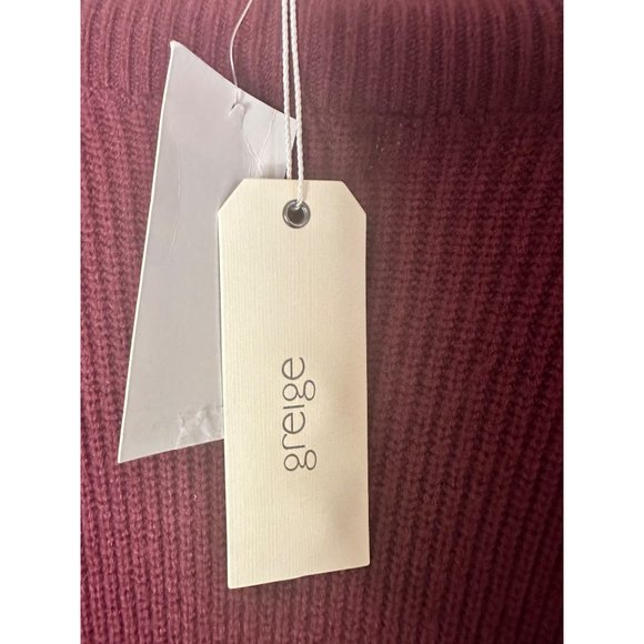 Greige Womens Burgundy Knit Turtleneck Sweater With Fringe Hem - XL NWT - Picture 6 of 10